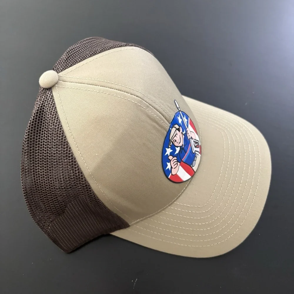 Patriotic Golfer Strapback Mesh Back Trucker Hat Pacific Headwear‎ Brown OSFM